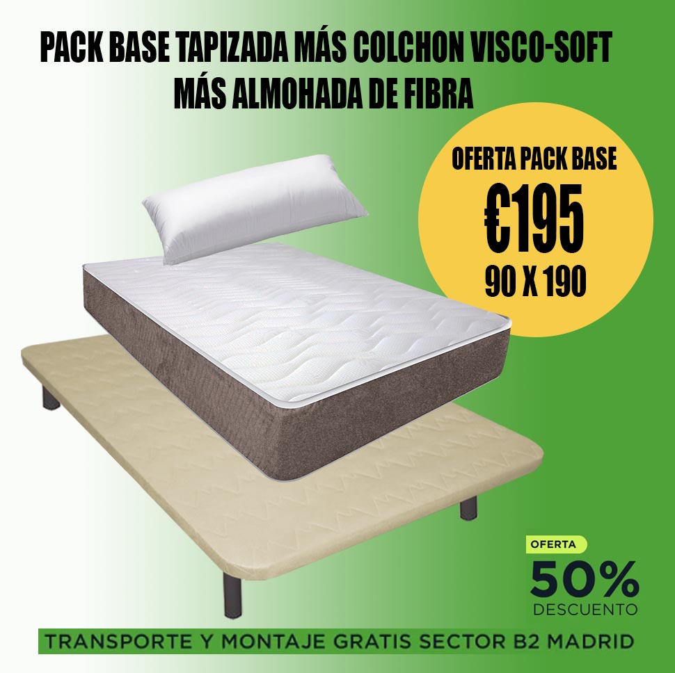 Pack Base Tapizada + Colchón Viscosoft