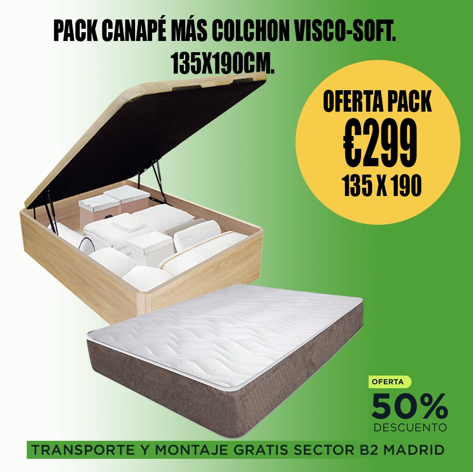 Pack Canapé Matrimonial 135x190 cm - Entrega y Montaje GRATIS en 24-48h
