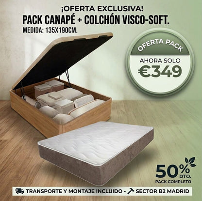 Pack Canapé Matrimonial 135x190 cm - Entrega y Montaje GRATIS en 24-48h